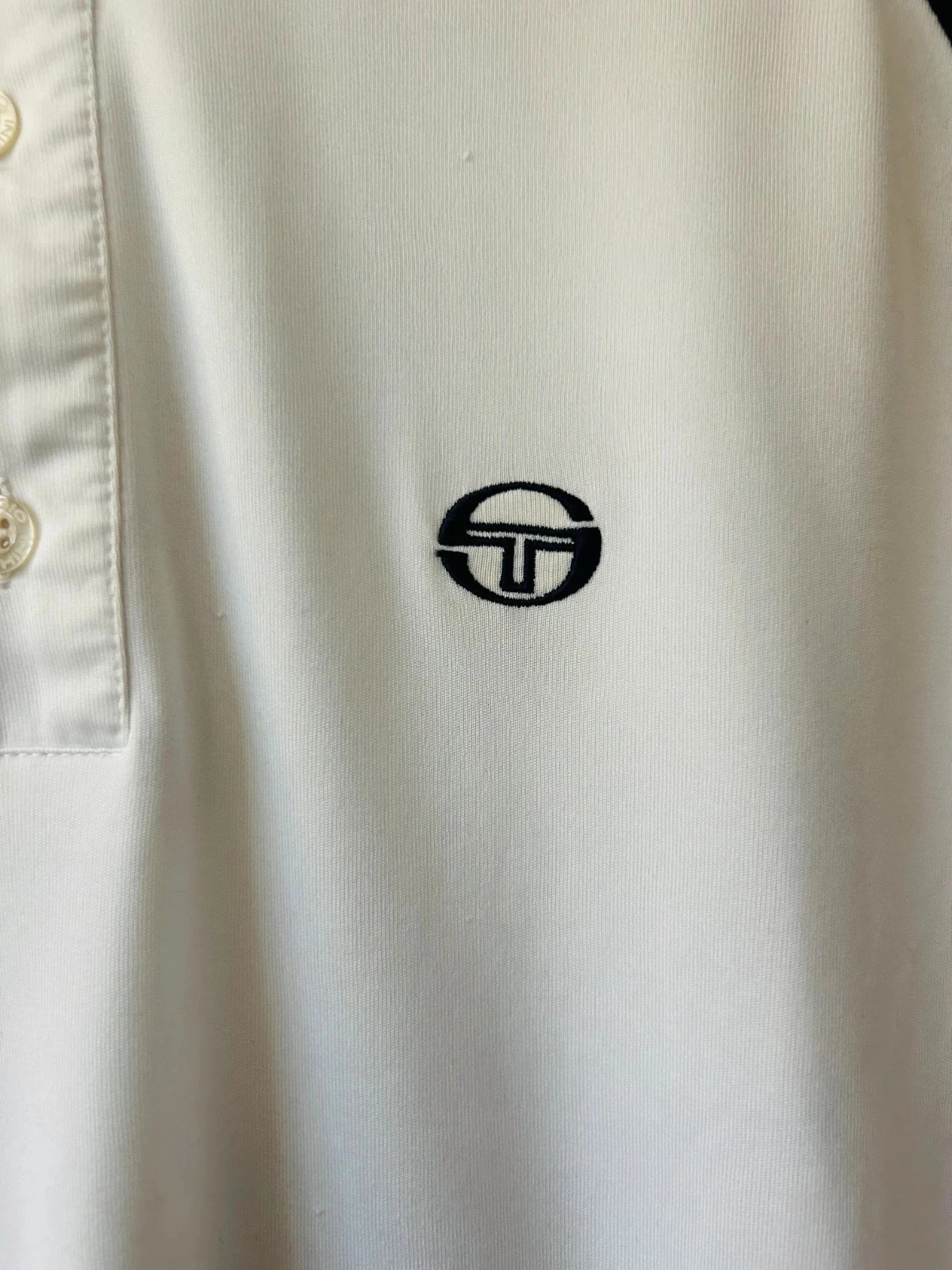 Polo chemise t-shirt chemisette Sergio Tacchini vintage 2000s y2k noir bleu blanc M 38 – photo 4